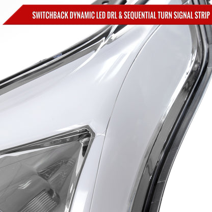 2010-2016 Cadillac SRX Projector Headlights w/ Switchback Sequential Turn Signal LED Bar (Chrome Housing/Clear Lens)