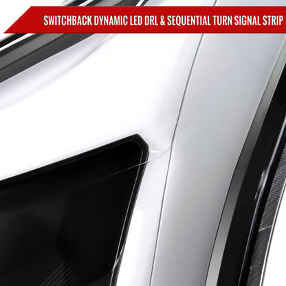 2010-2016 Cadillac SRX Projector Headlights w/ Switchback Sequential Turn Signal LED Bar (Matte Black Housing/Clear Lens)