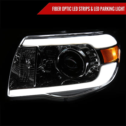 2005-2011 Toyota Tacoma LED Bar Projector Headlights (Chrome Housing/Clear Lens)