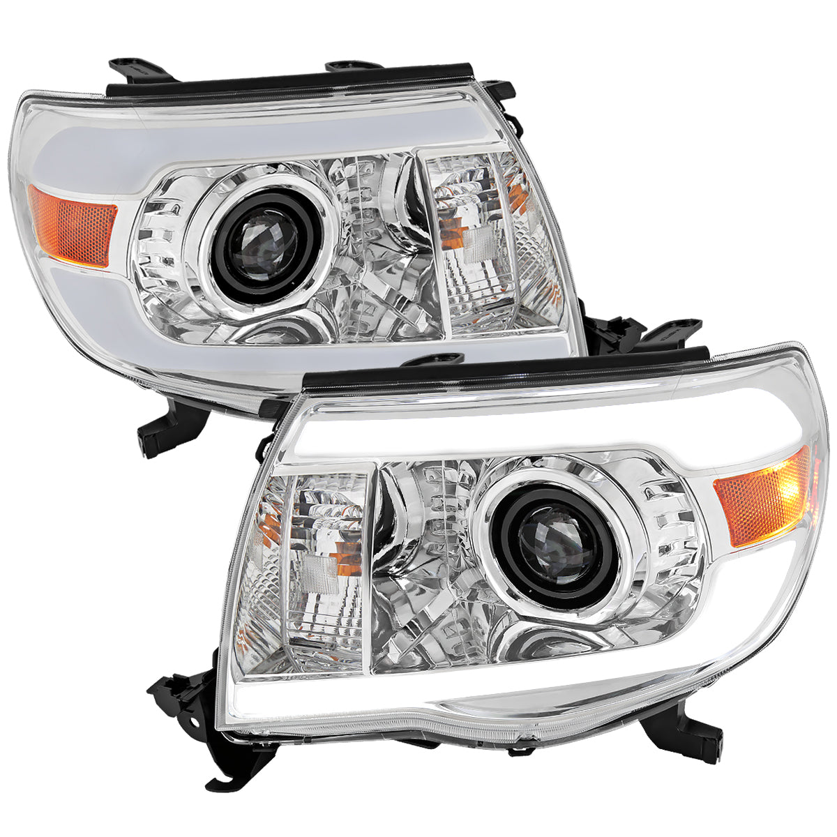 2005-2011 Toyota Tacoma LED Bar Projector Headlights (Chrome Housing/Clear Lens)