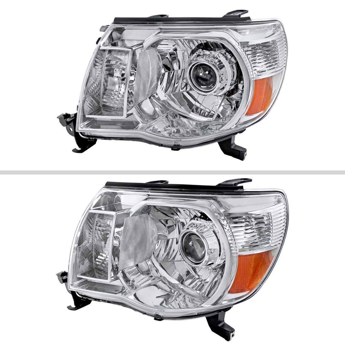 2005-2011 Toyota Tacoma Retro Style Projector Headlights (Chrome Housing/Clear Lens)