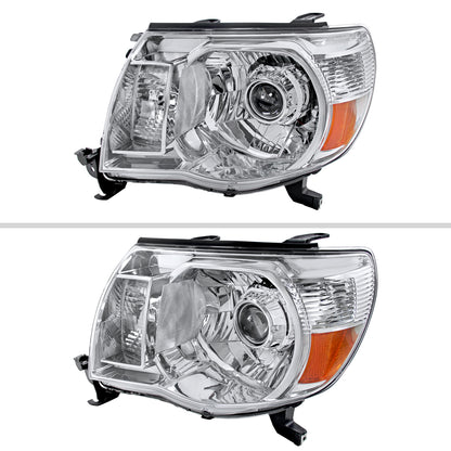 2005-2011 Toyota Tacoma Retro Style Projector Headlights (Chrome Housing/Clear Lens)