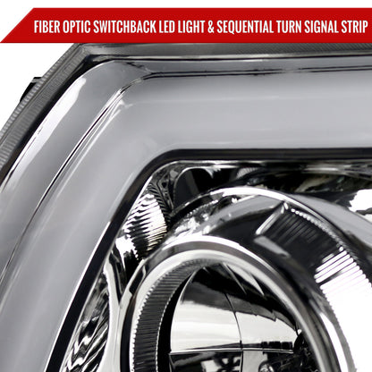 2005-2011 Toyota Tacoma LED Bar Projector Headlights w/ Sequential Turn Signal Lights (Chrome Housing/Clear Lens)