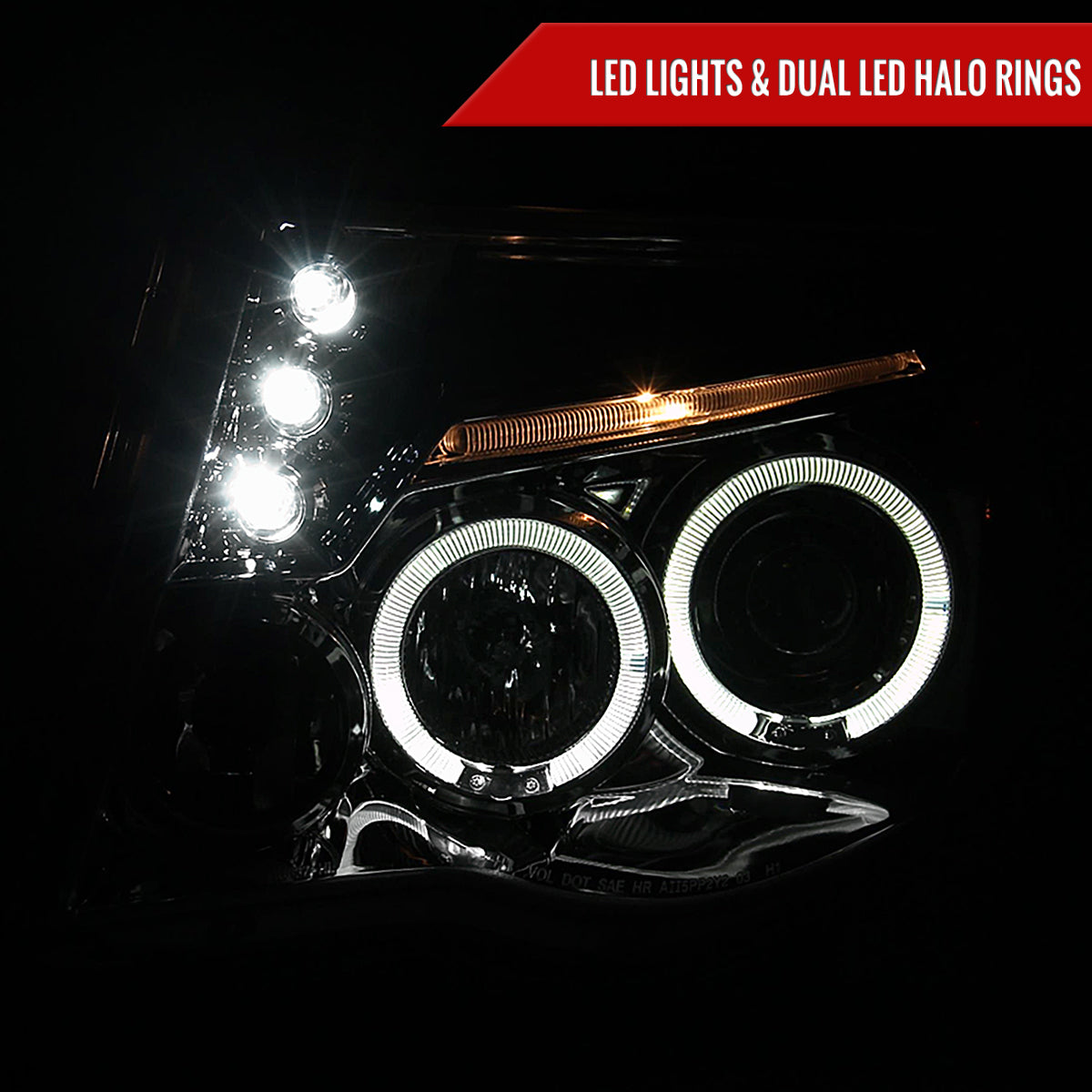 2005-2011 Toyota Tacoma Dual Halo Projector Headlights (Chrome Housing/Clear Lens)