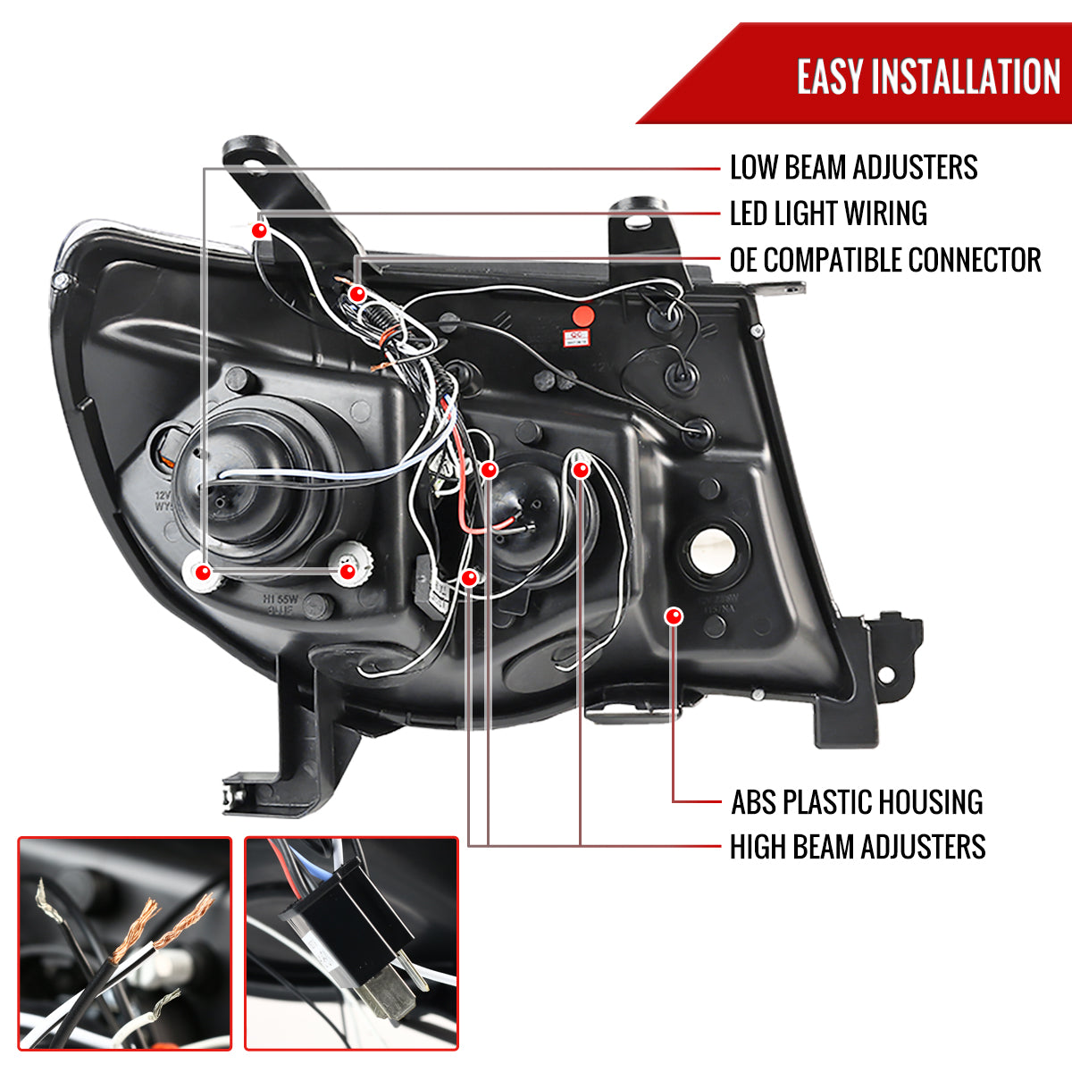 2005-2011 Toyota Tacoma Dual Halo Projector Headlights (Chrome Housing/Clear Lens)