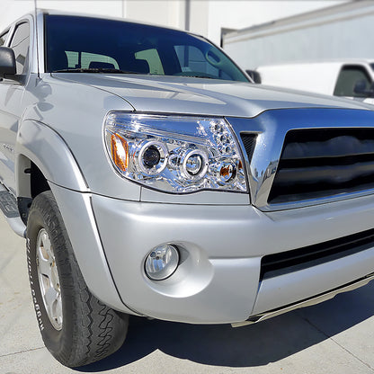 2005-2011 Toyota Tacoma Dual Halo Projector Headlights (Chrome Housing/Clear Lens)