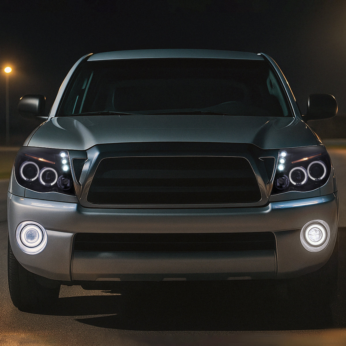 2005-2011 Toyota Tacoma Dual Halo Projector Headlights (Glossy Black Housing/Smoked Lens)