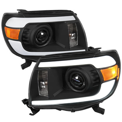 2005-2011 Toyota Tacoma LED Bar Projector Headlights (Matte Black Housing/Clear Lens)