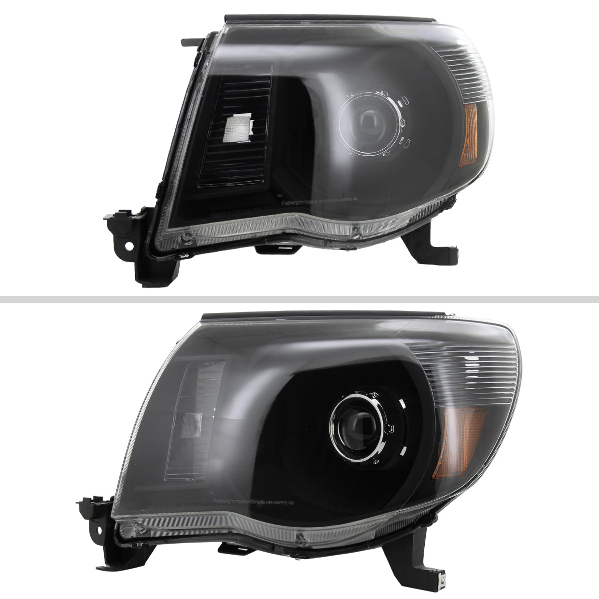 2005-2011 Toyota Tacoma Retro Style Projector Headlights (Matte Black Housing/Clear Lens)
