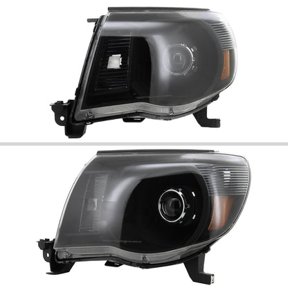 2005-2011 Toyota Tacoma Retro Style Projector Headlights (Matte Black Housing/Clear Lens)