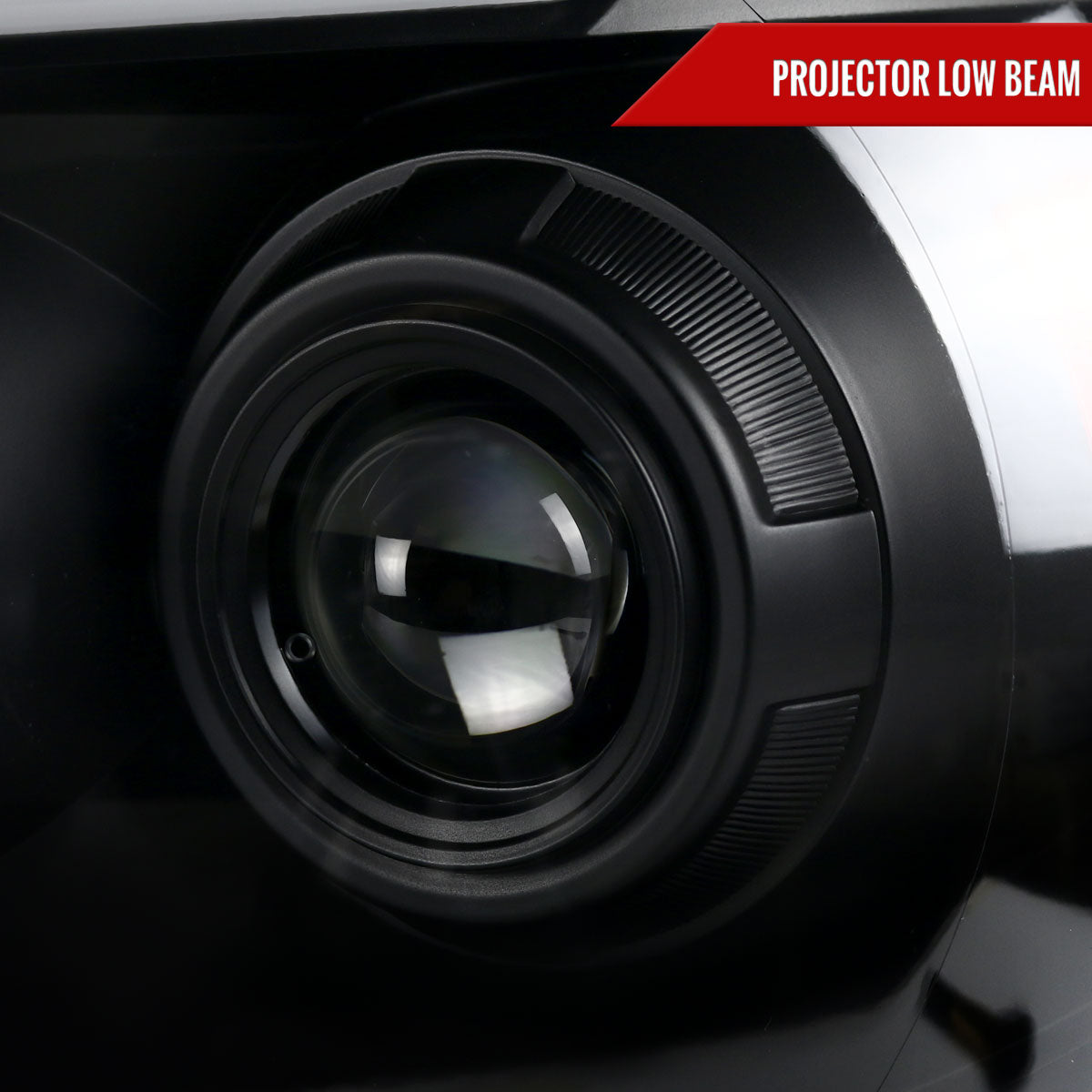 2005-2011 Toyota Tacoma LED Bar Projector Headlights w/ Sequential Turn Signal Lights (Matte Black Housing/Clear Lens)