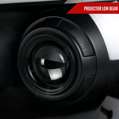 2005-2011 Toyota Tacoma LED Bar Projector Headlights w/ Sequential Turn Signal Lights (Matte Black Housing/Clear Lens)