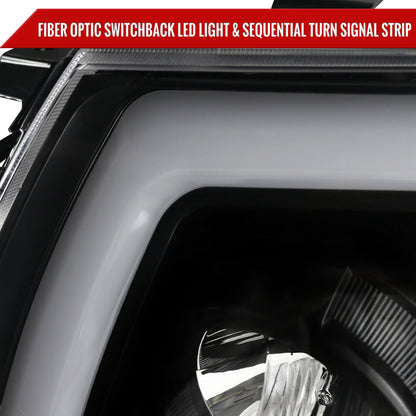 2005-2011 Toyota Tacoma LED Bar Projector Headlights w/ Sequential Turn Signal Lights (Matte Black Housing/Clear Lens)