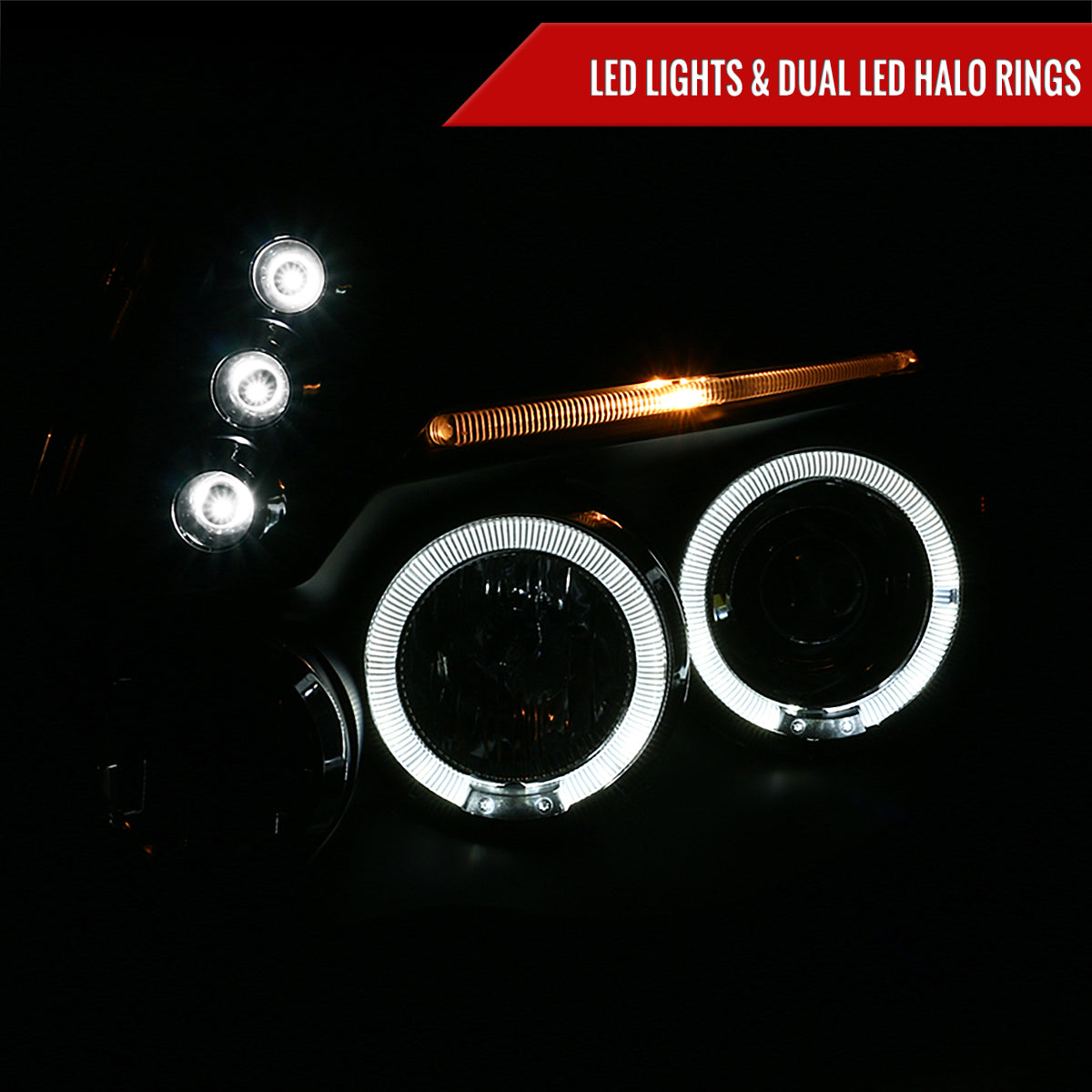 2005-2011 Toyota Tacoma Dual Halo Projector Headlights (Matte Black Housing/Clear Lens)