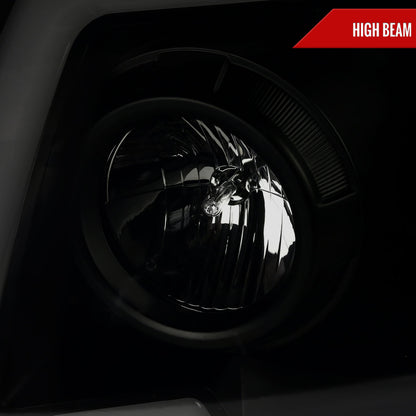 2005-2011 Toyota Tacoma LED Bar Projector Headlights w/ Sequential Turn Signal Lights (Matte Black Housing/Smoked Lens)