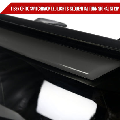 2005-2011 Toyota Tacoma LED Bar Projector Headlights w/ Sequential Turn Signal Lights (Matte Black Housing/Smoked Lens)