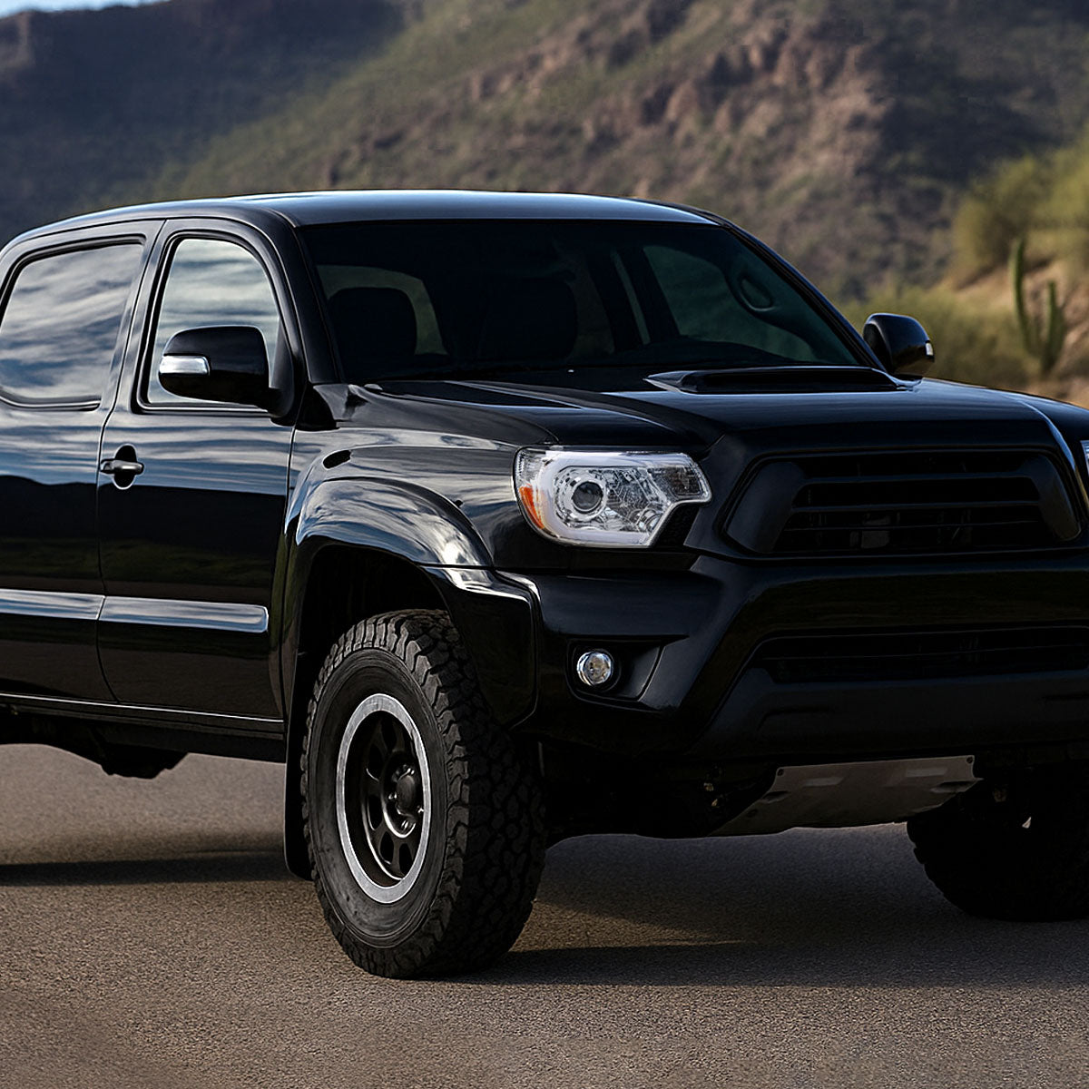 2012-2015 Toyota Tacoma LED C-Bar Projector Headlights w/ LED Parking Light (Chrome Housing/Clear Lens)