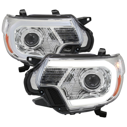 2012-2015 Toyota Tacoma LED C-Bar Projector Headlights w/ LED Parking Light (Chrome Housing/Clear Lens)