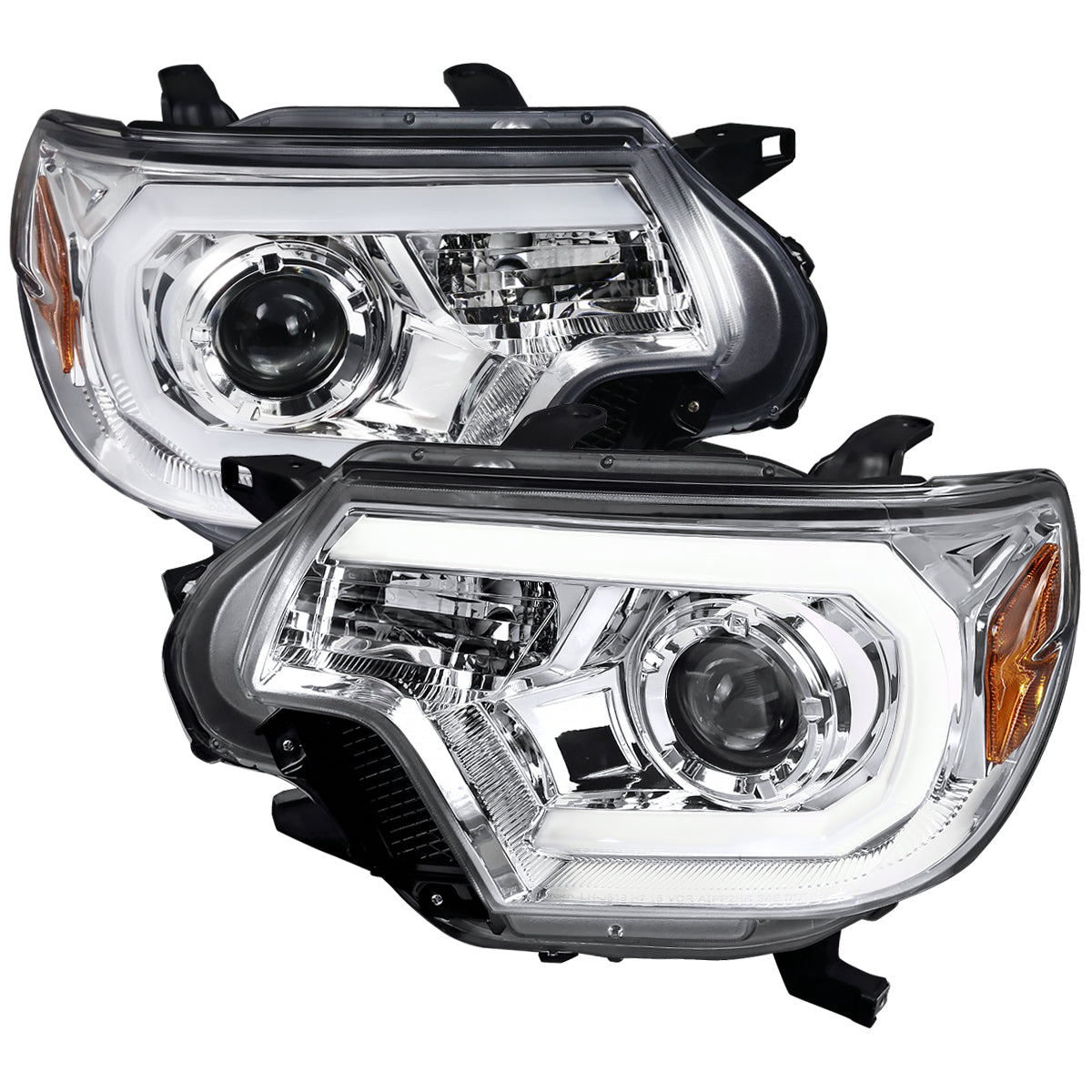 2012-2015 Toyota Tacoma LED C-Bar Projector Headlights (Chrome Housing/Clear Lens)