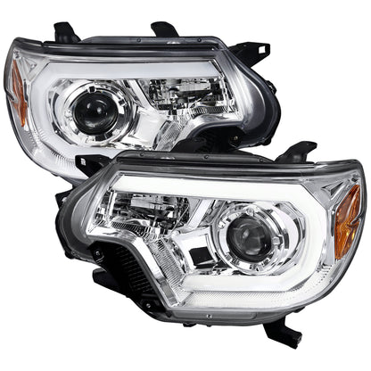 2012-2015 Toyota Tacoma LED C-Bar Projector Headlights (Chrome Housing/Clear Lens)