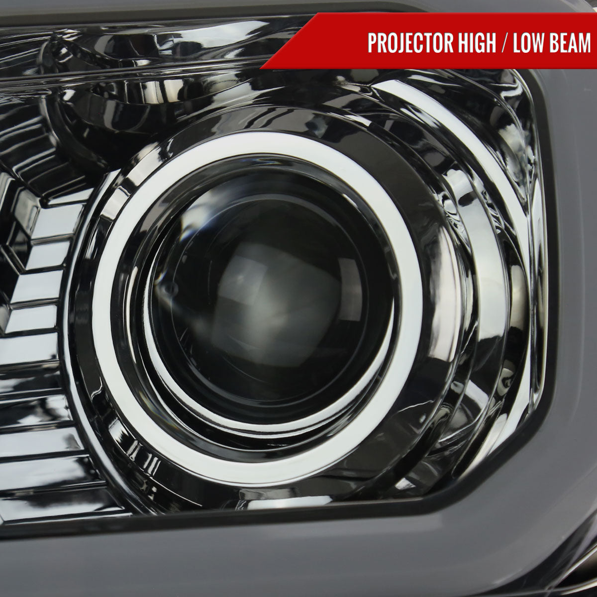 2012-2015 Toyota Tacoma LED C-Bar Projector Headlights w/ LED Parking Light (Chrome Housing/Smoked Lens)