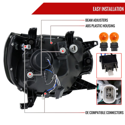 2012-2015 Toyota Tacoma LED C-Bar Projector Headlights w/ LED Parking Light (Chrome Housing/Smoked Lens)