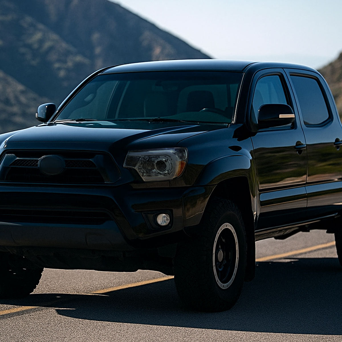 2012-2015 Toyota Tacoma LED C-Bar Projector Headlights w/ LED Parking Light (Chrome Housing/Smoked Lens)