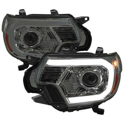 2012-2015 Toyota Tacoma LED C-Bar Projector Headlights w/ LED Parking Light (Chrome Housing/Smoked Lens)