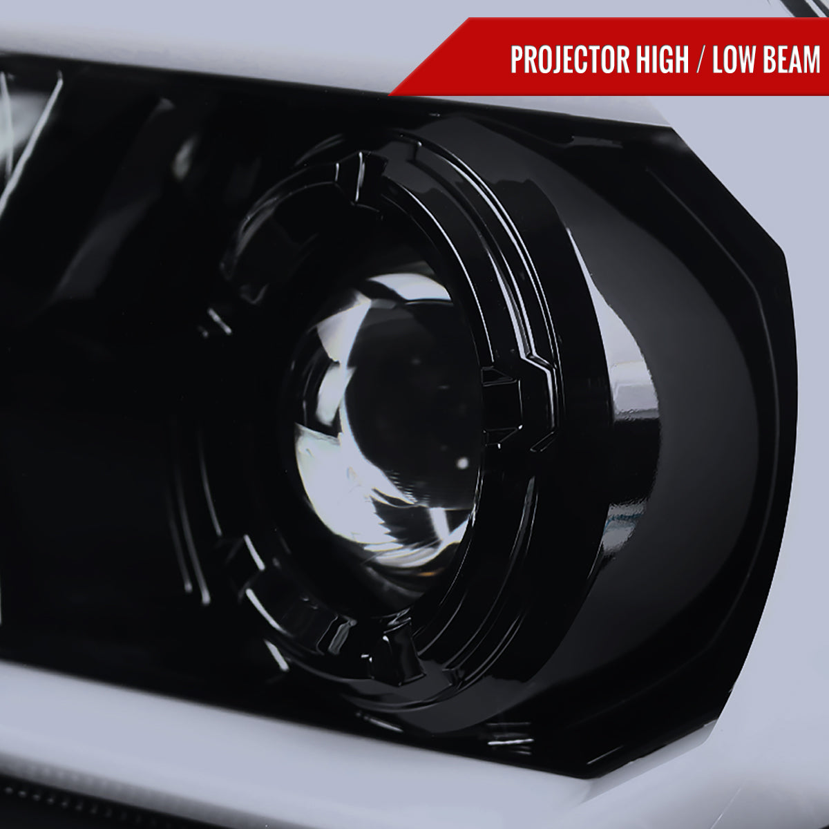 2012-2015 Toyota Tacoma LED C-Bar Projector Headlights (Glossy Black Housing/Smoked Lens)