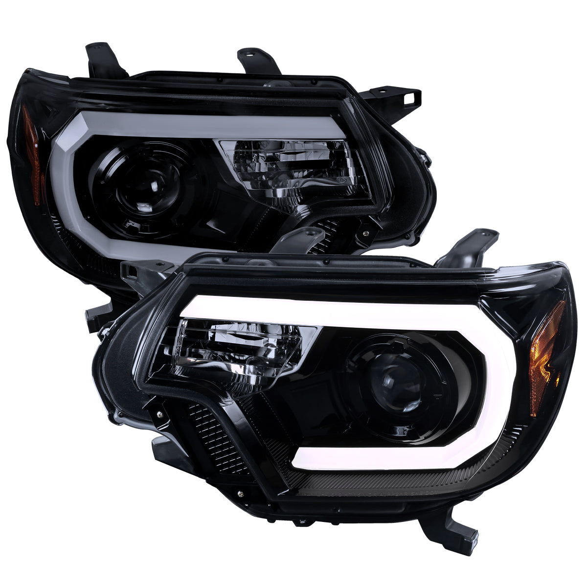 2012-2015 Toyota Tacoma LED C-Bar Projector Headlights (Glossy Black Housing/Smoked Lens)