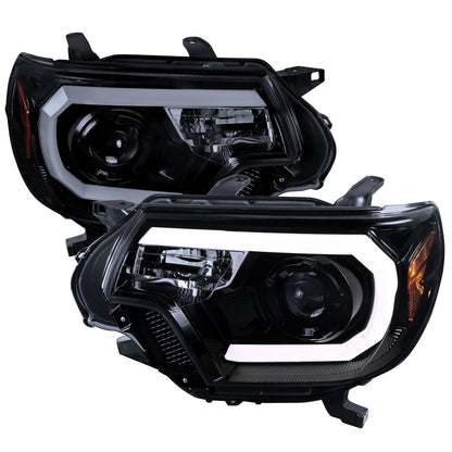 2012-2015 Toyota Tacoma LED C-Bar Projector Headlights (Glossy Black Housing/Smoked Lens)