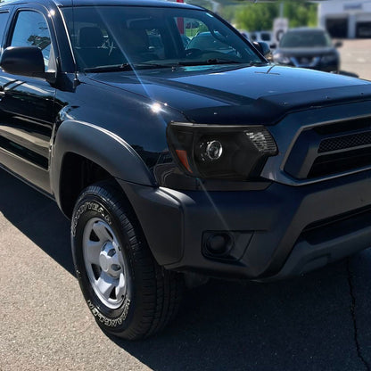2012-2015 Toyota Tacoma Retro Style Projector Headlights (Matte Black Housing/Clear Lens)