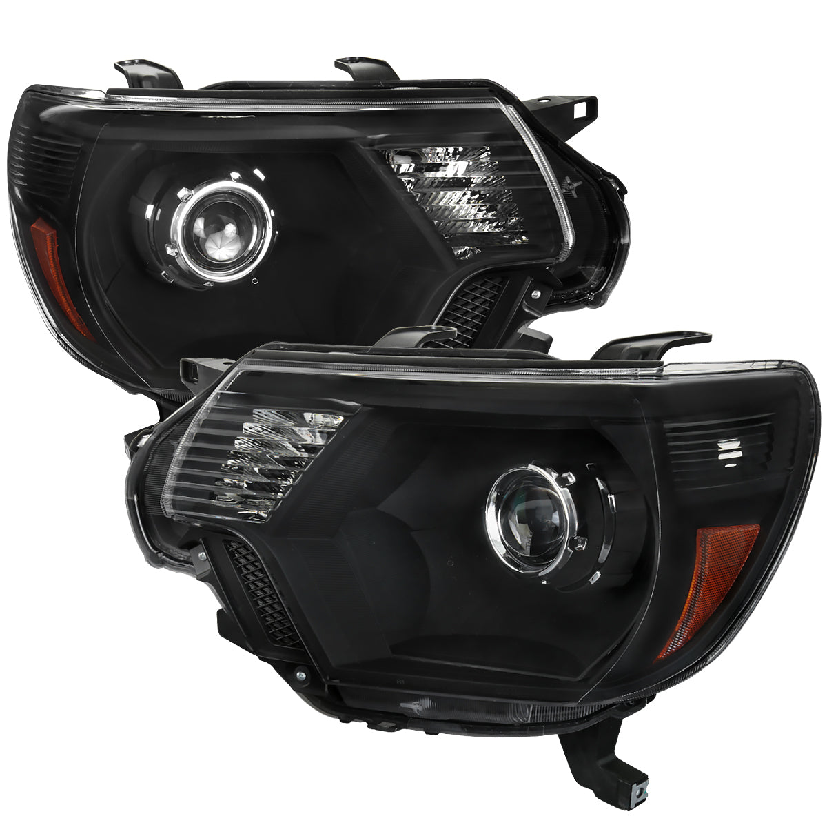 2012-2015 Toyota Tacoma Retro Style Projector Headlights (Matte Black Housing/Clear Lens)