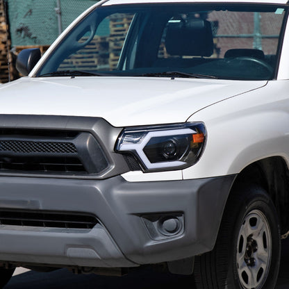 2012-2015 Toyota Tacoma Switchback Sequential LED Bar Projector Headlights (Matte Black Housing/Clear Lens)