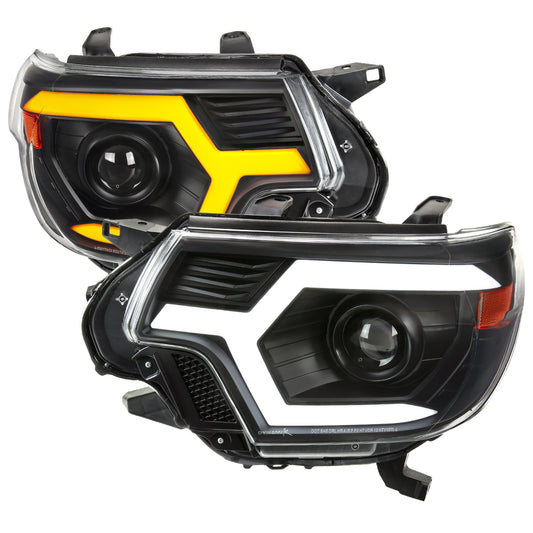 2012-2015 Toyota Tacoma Switchback Sequential LED Bar Projector Headlights (Matte Black Housing/Clear Lens)
