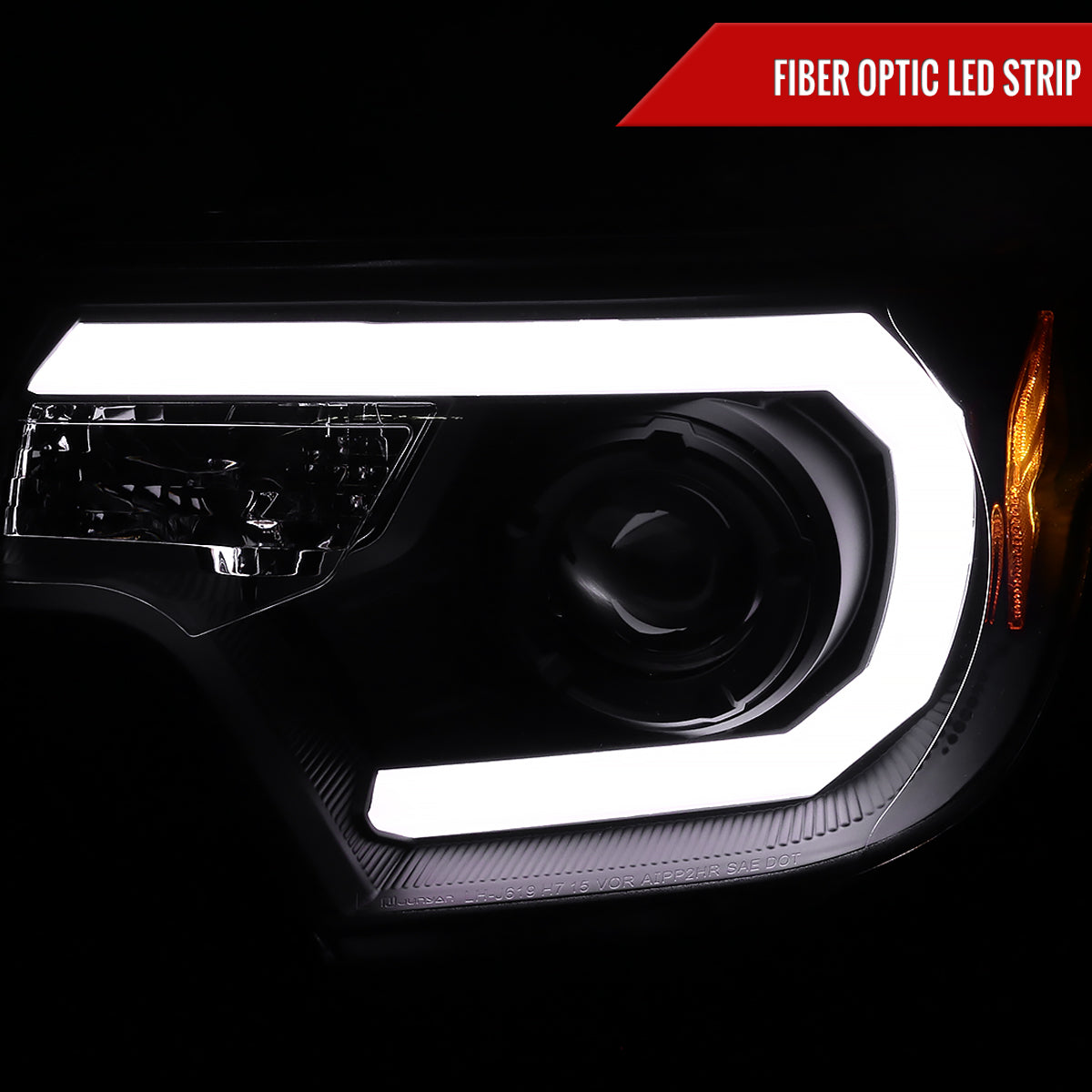 2012-2015 Toyota Tacoma LED C-Bar Projector Headlights (Matte Black Housing/Clear Lens)