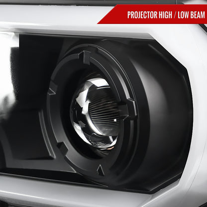 2012-2015 Toyota Tacoma LED C-Bar Projector Headlights (Matte Black Housing/Clear Lens)
