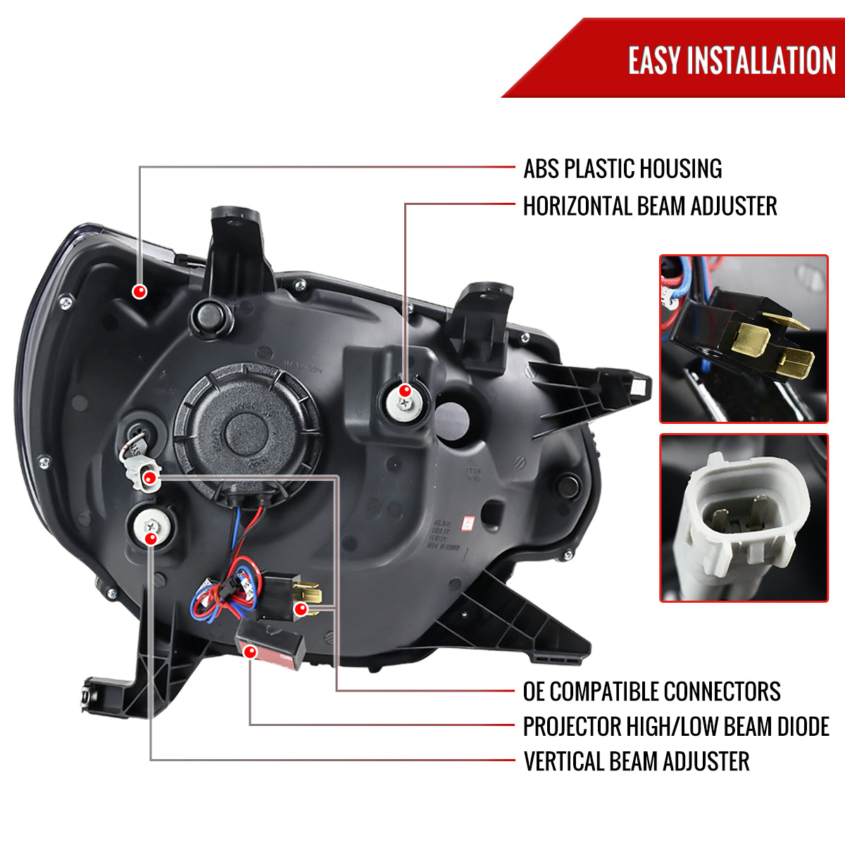 2012-2015 Toyota Tacoma LED C-Bar Projector Headlights (Matte Black Housing/Clear Lens)