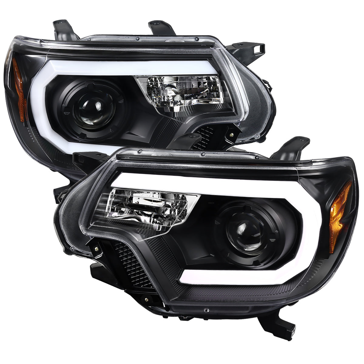 2012-2015 Toyota Tacoma LED C-Bar Projector Headlights (Matte Black Housing/Clear Lens)