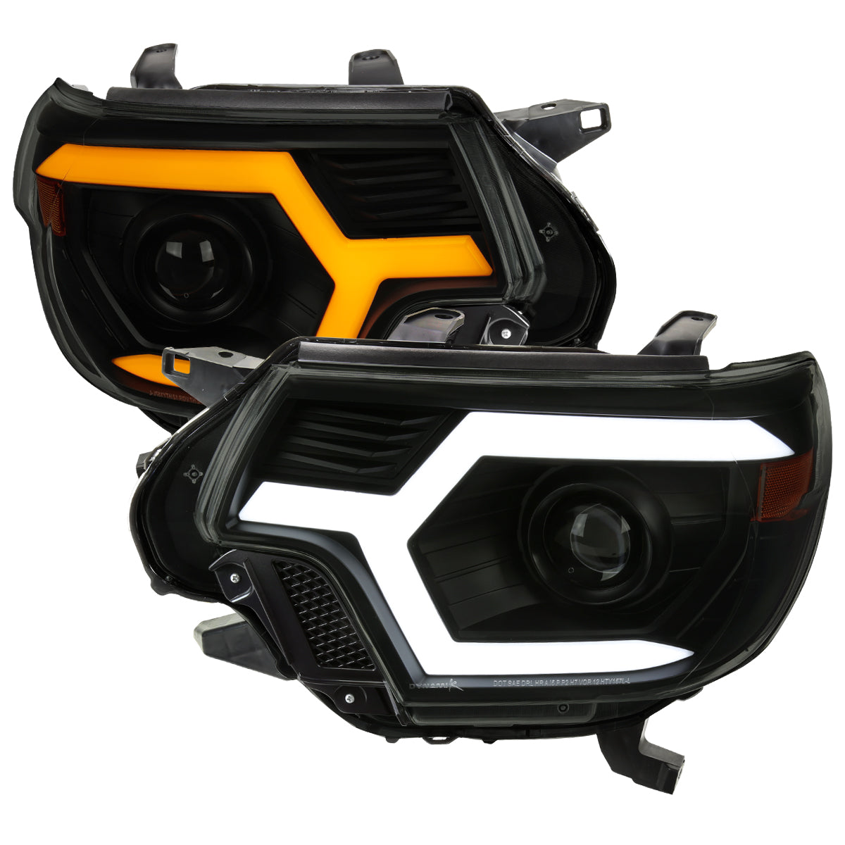 2012-2015 Toyota Tacoma Switchback Sequential LED Bar Projector Headlights (Matte Black Housing/Smoked Lens)