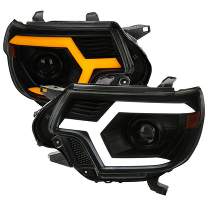 2012-2015 Toyota Tacoma Switchback Sequential LED Bar Projector Headlights (Matte Black Housing/Smoked Lens)