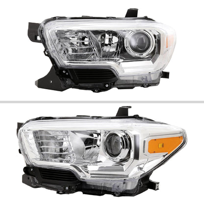 2016-2023 Toyota Tacoma Projector Headlights w/ Amber Reflectors (Chrome Housing/Clear Lens)