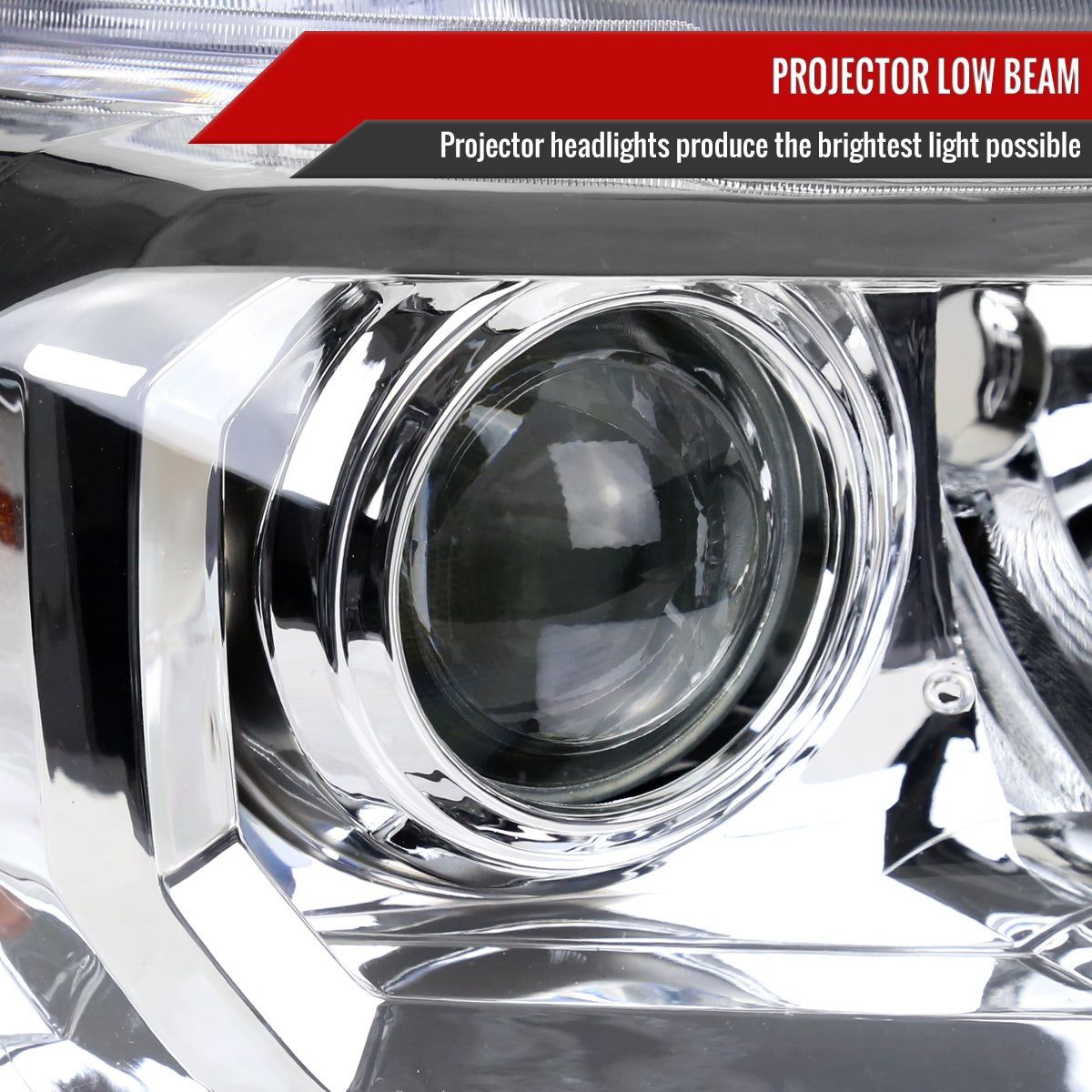 2016-2023 Toyota Tacoma Chrome Housing Clear Lens Projector Headlight - Passenger Side Only