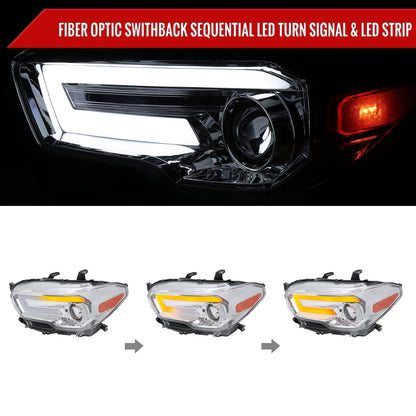 2016-2023 Toyota Tacoma Switchback Sequential LED Bar Projector Headlights (Chrome Housing/Clear Lens)