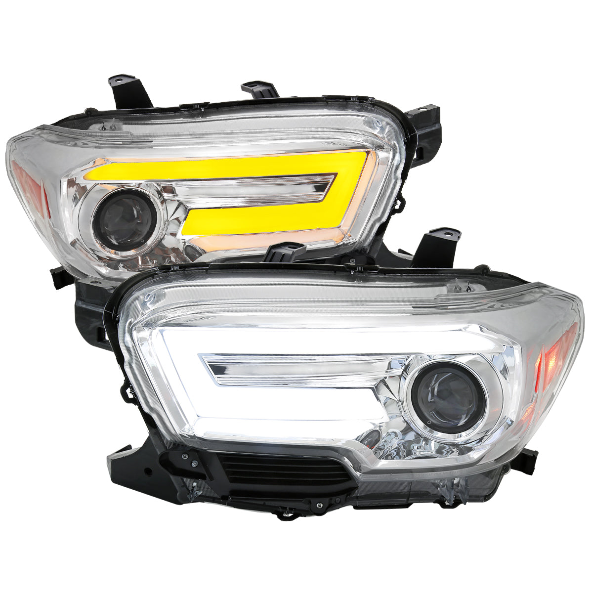2016-2023 Toyota Tacoma Switchback Sequential LED Bar Projector Headlights (Chrome Housing/Clear Lens)