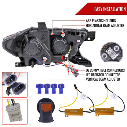 2016-2023 Toyota Tacoma Switchback LED C-Bar Projector Headlights (Chrome Housing/Clear Lens)