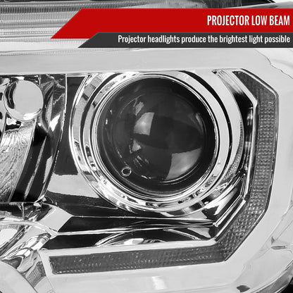 2016-2023 Toyota Tacoma LED Bar Projector Headlight (Chrome Housing/Clear Lens)
