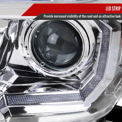 2016-2023 Toyota Tacoma LED Bar Projector Headlight (Chrome Housing/Clear Lens)