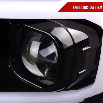 2016-2023 Toyota Tacoma Switchback LED C-Bar Projector Headlights (Glossy Black Housing/Clear Lens)
