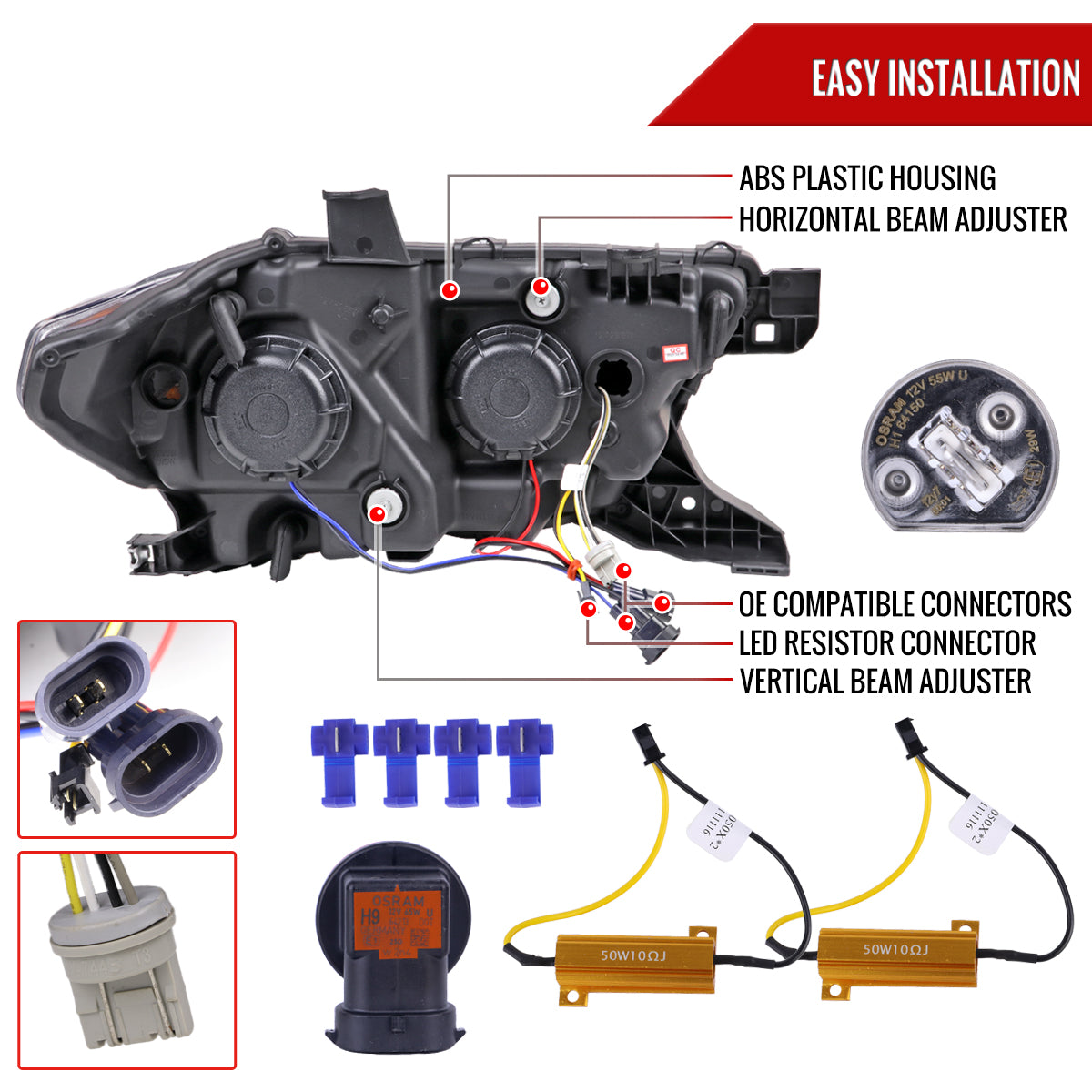 2016-2023 Toyota Tacoma Switchback LED C-Bar Projector Headlights (Glossy Black Housing/Clear Lens)